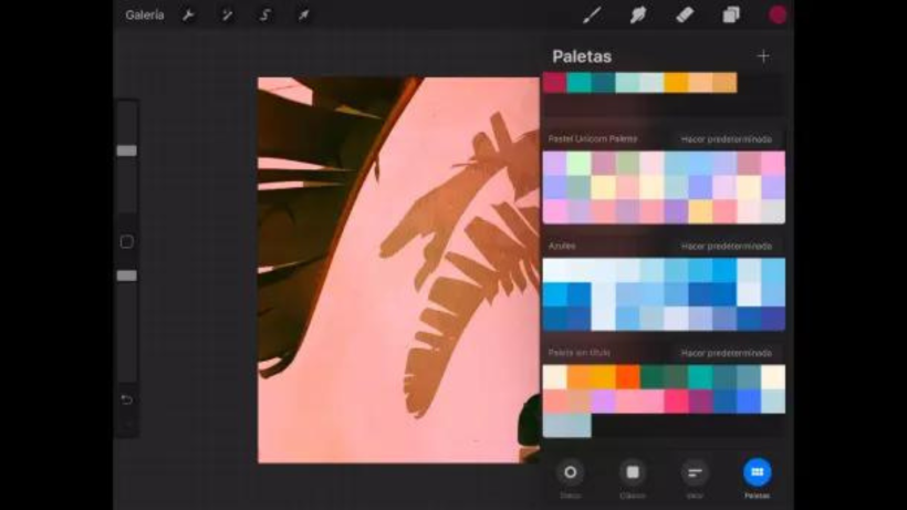 This is what the Procreate Palettes menu looks like