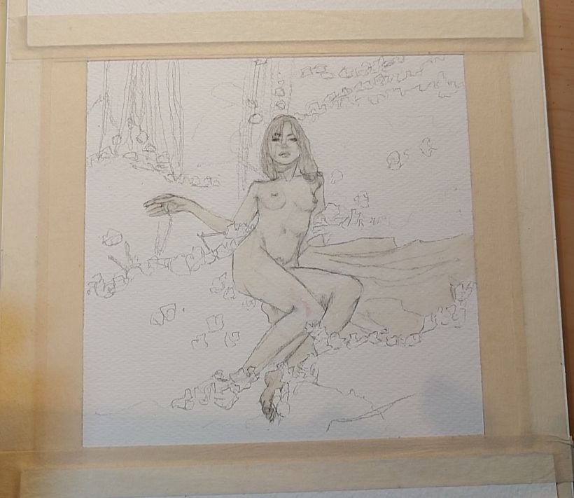 Drawing and masking fluid for the female figure