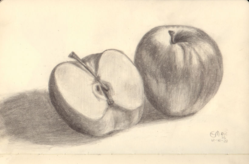 Dibujo a lápiz de manzanas 1