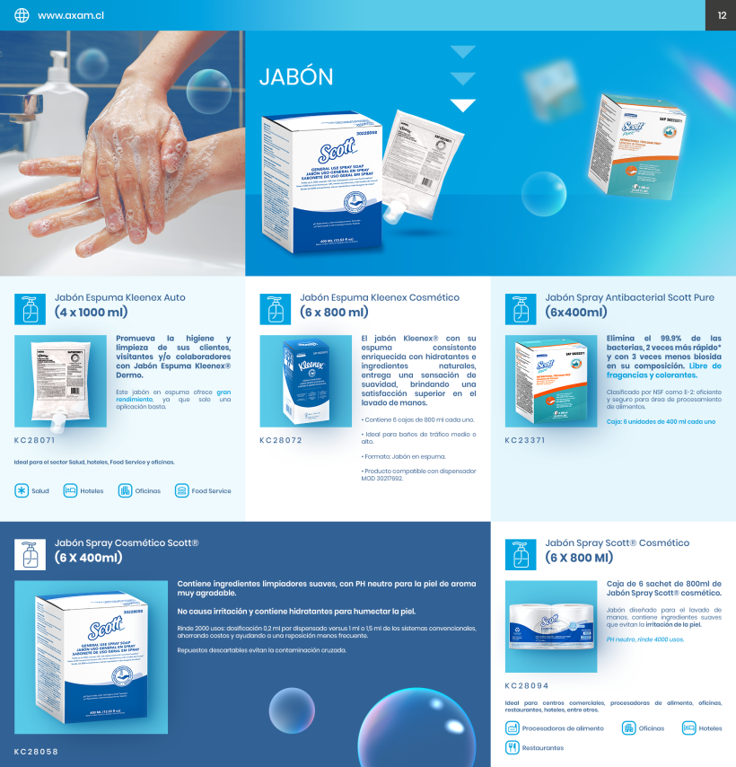 Catálogo de productos de higiene profesional para AXAM 7