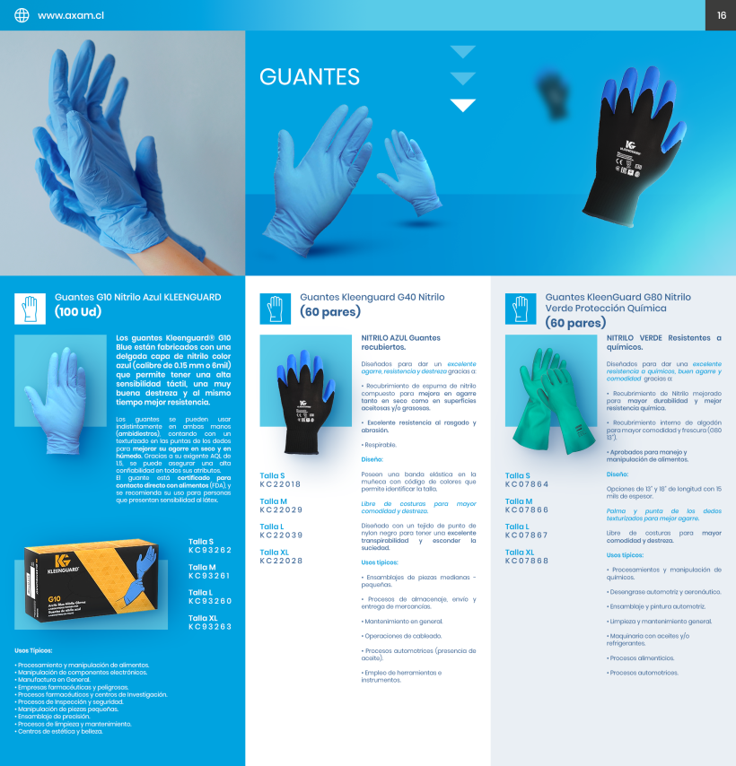 Catálogo de productos de higiene profesional para AXAM 10