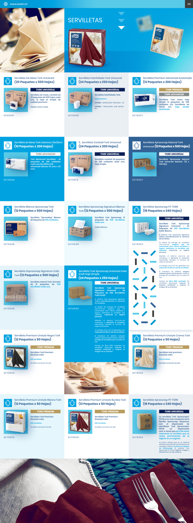 Catálogo de productos de higiene profesional para AXAM 12