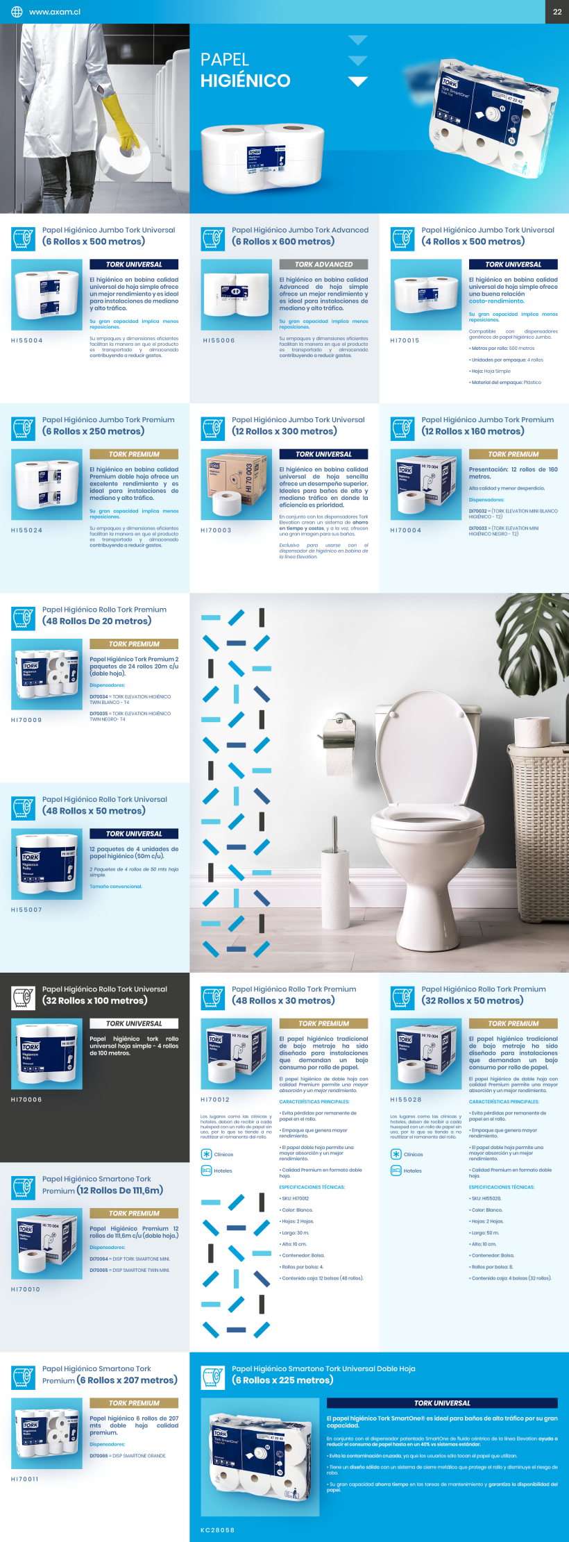 Catálogo de productos de higiene profesional para AXAM 14