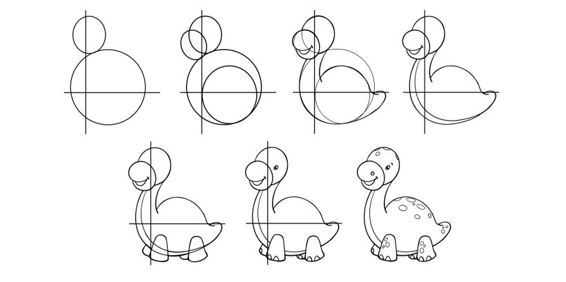 22 Cute Easy Dinosaur Drawing Ideas | Easy dinosaur drawing, Dinosaur  drawing, Cute doodles drawings