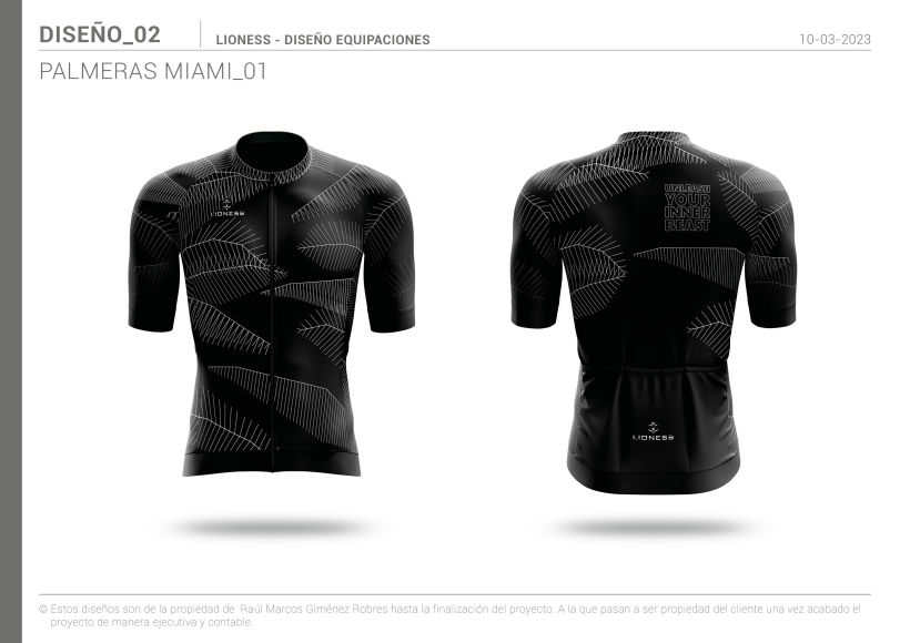 Lioness Cycling, diseño de colección 2023. Diseño "Palmeras".