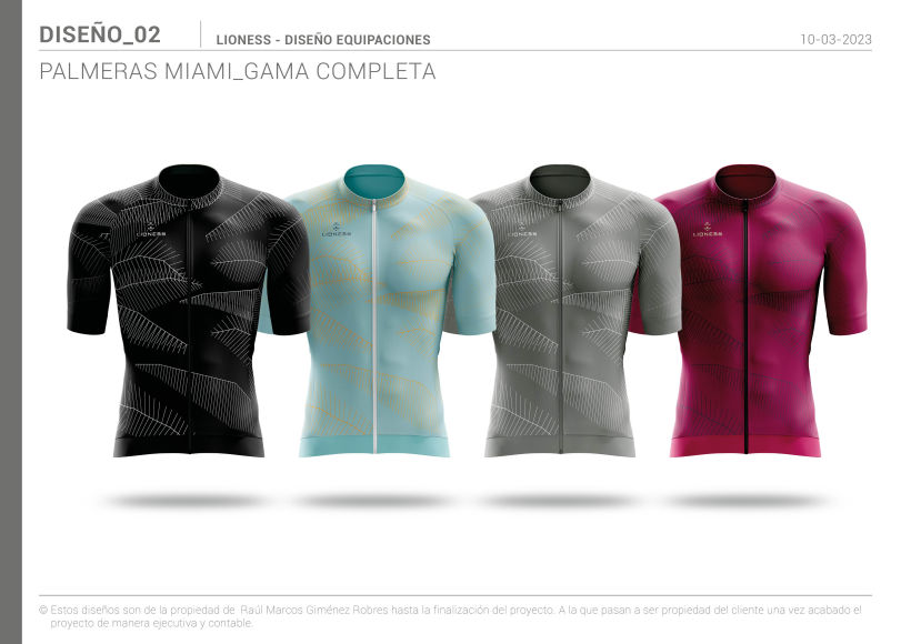 Lioness Cycling, diseño de colección 2023. Diseño "Palmeras".
