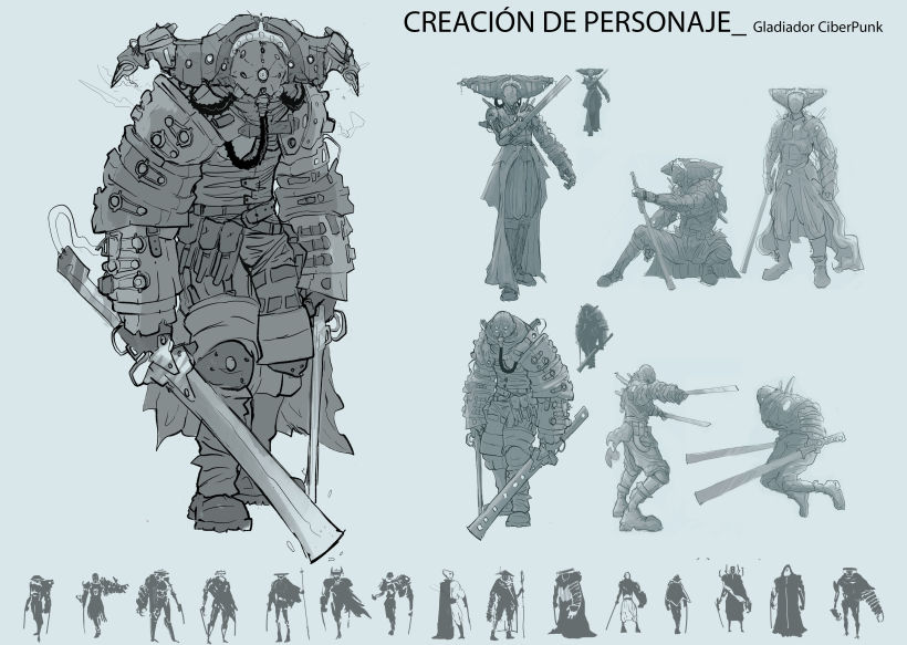 Mi proyecto del curso: Diseño de personajes para concept art_ Gladiador Ciberpunk 2