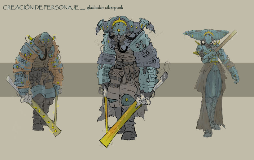 Mi proyecto del curso: Diseño de personajes para concept art_ Gladiador Ciberpunk 3