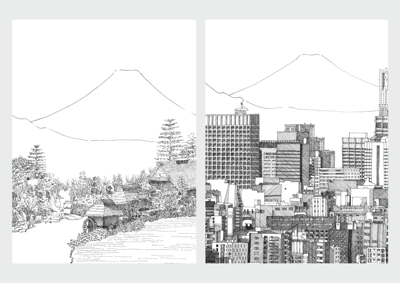 illustrations of tokyo in the past compared to now
