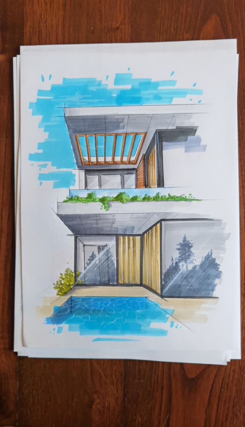 Il mio progetto del corso: Disegno architettonico espressivo con pennarelli colorati 6