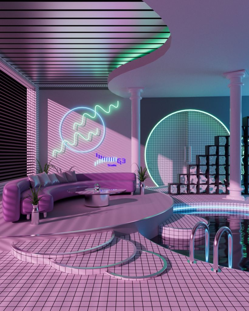 Meu projeto do curso: Visualização 3D de interiores retrô com Cinema 4D 2