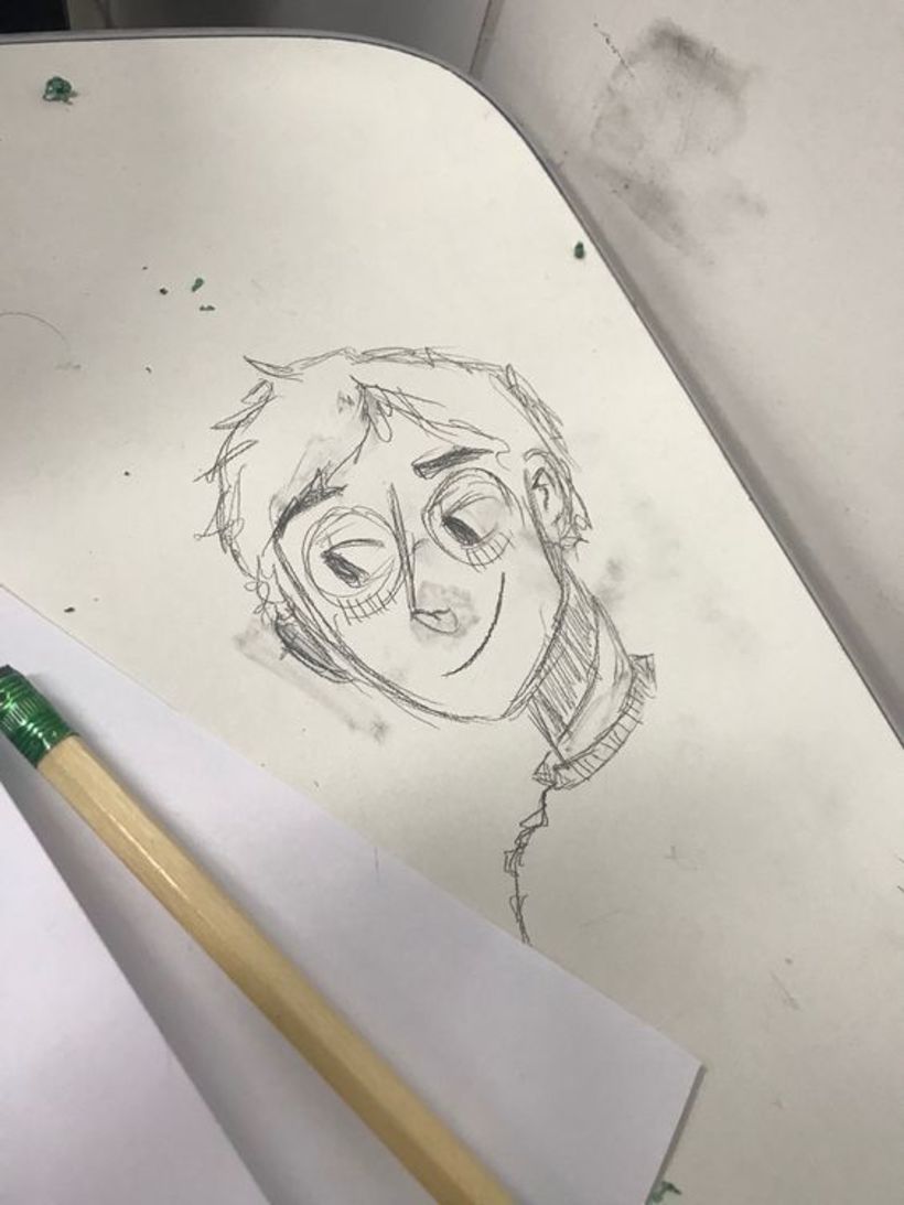 Sketching in class, on the school desk (2019)