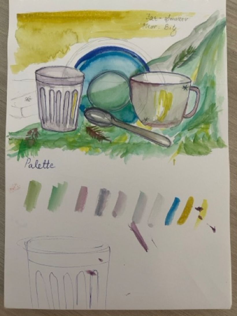 practice drawing cutlery and water colors.