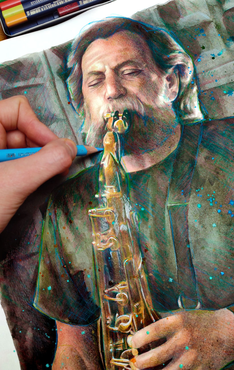 Realistic portrait of a saxophonist 6