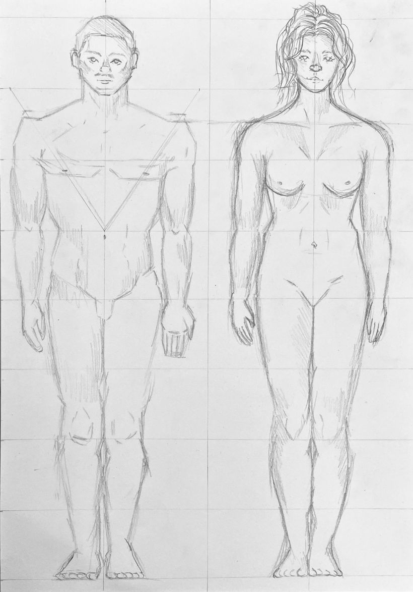 Proporcions del cos/ Cànon home i dona | 2n BA | Dibuix artístic 1