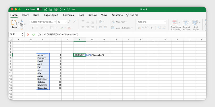 How to use the COUNT IF function in Excel: Step 3