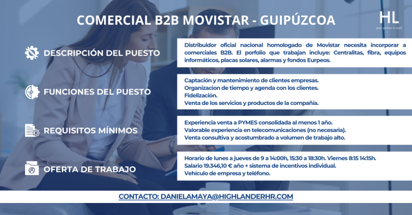 Se busca Comercial B2B Movistar en Guipúzcoa y Vizcaya, España 1