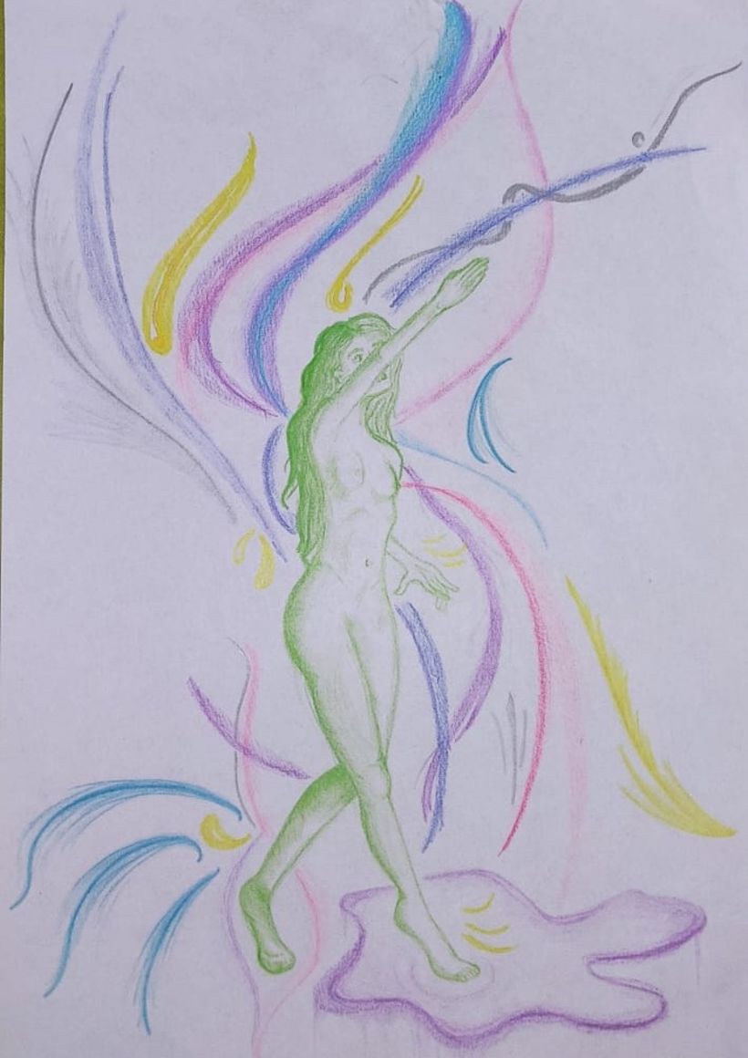 Dibujo de "autoretrato" con lápices de colores 1