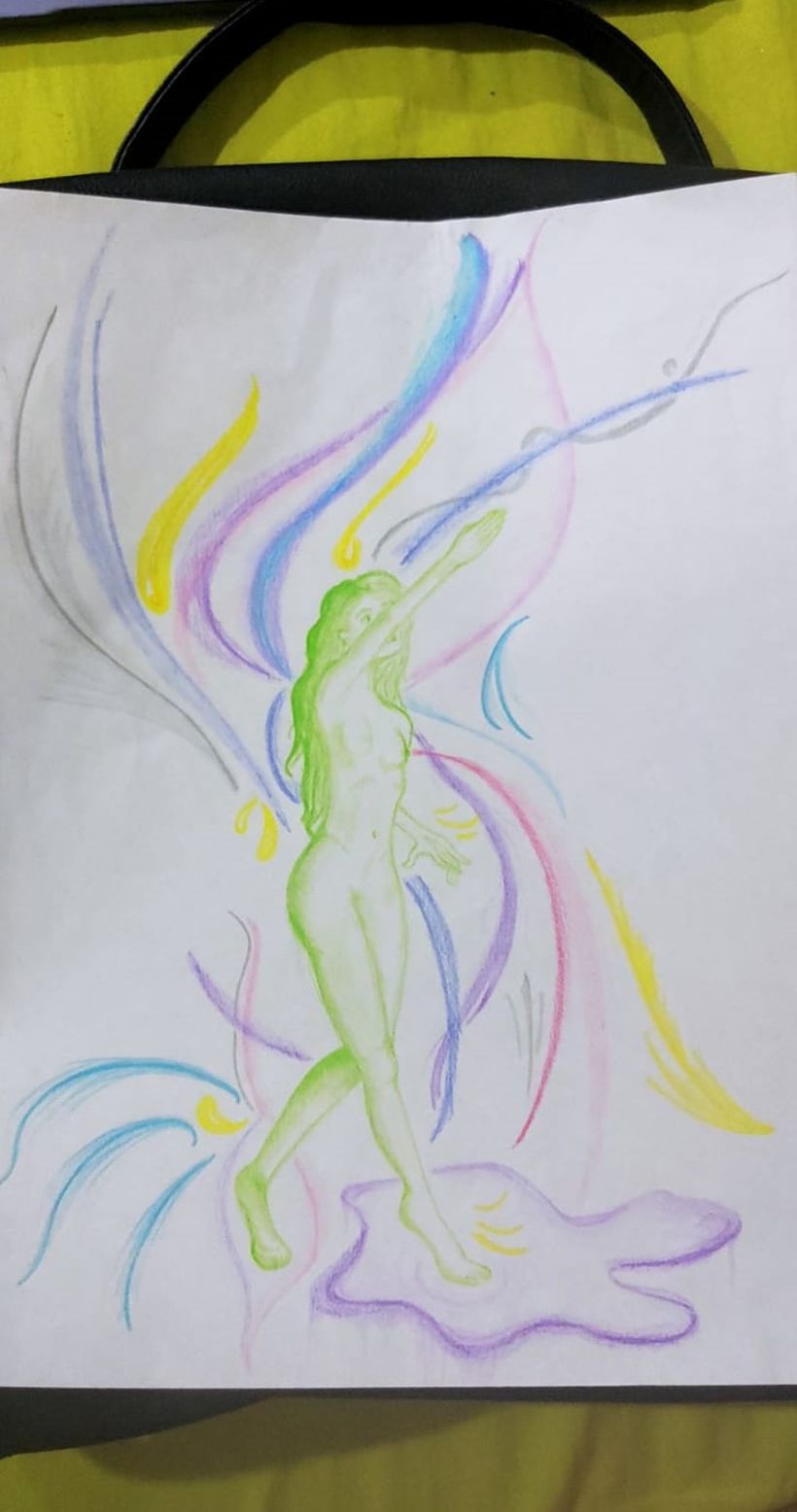 Dibujo de "autoretrato" con lápices de colores 2