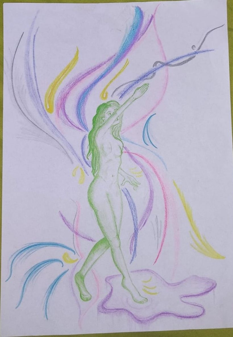 Dibujo de "autoretrato" con lápices de colores 3