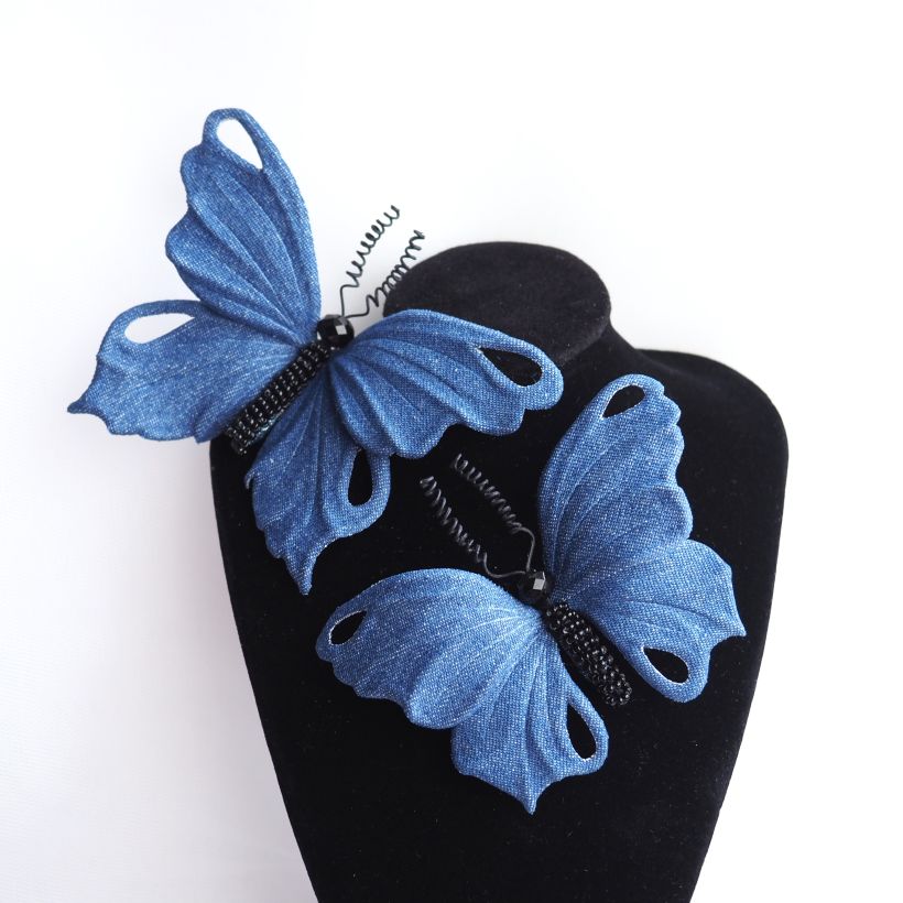 Denim Butterfly Brooches by PresentPerfect Creations