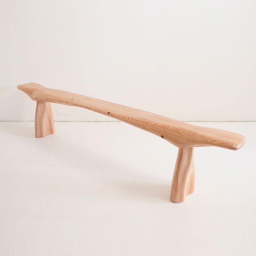 This bench was carved from a single piece of construction lumber costing less than $40USD