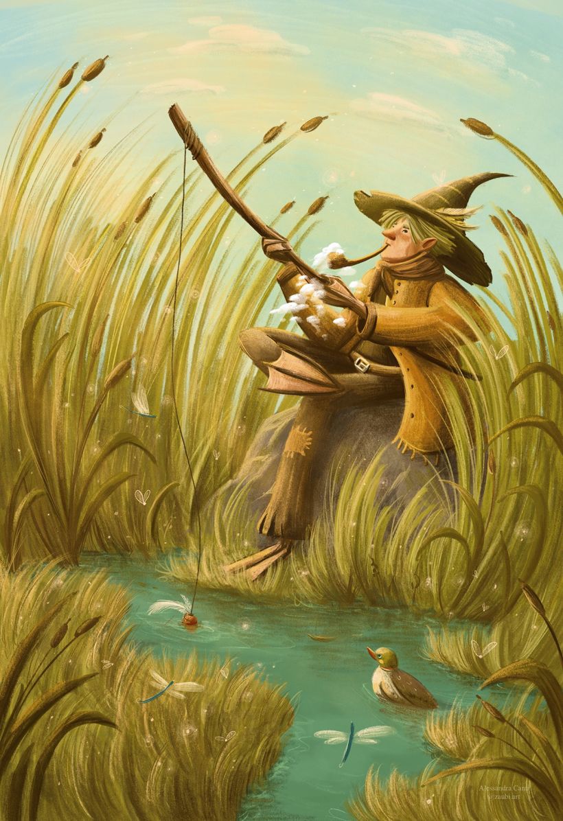 Puddleglum fishing in his pond