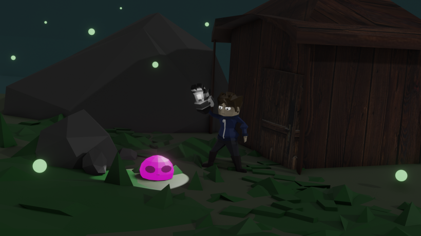 Personagem Low Poly - Looking at Slime 2