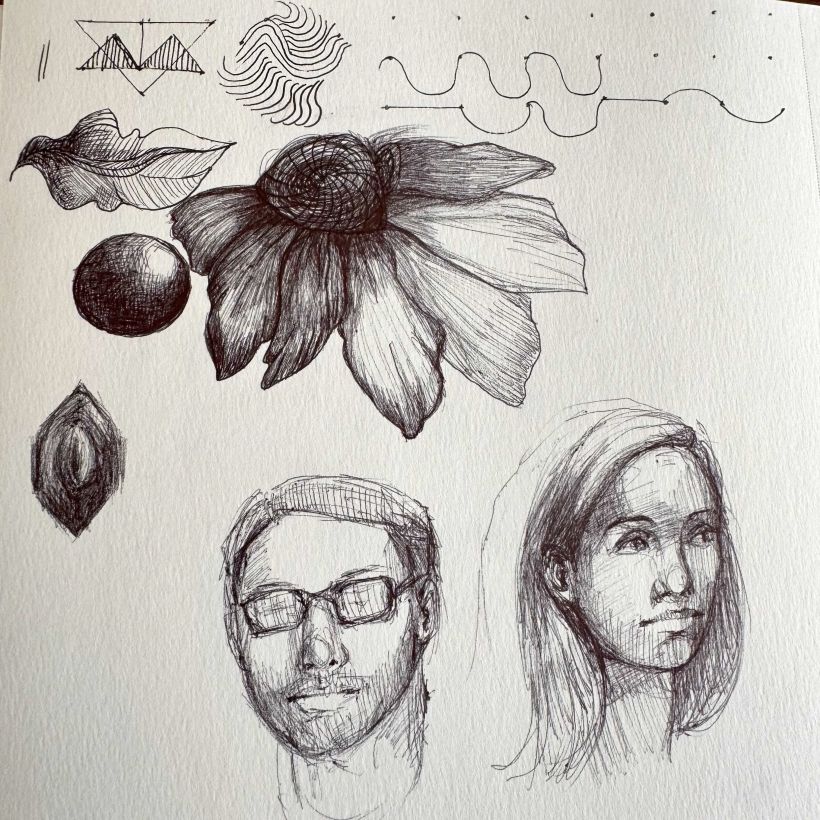 Doodles for Unit 1 exercise. 7 minute quick portraits from imagination