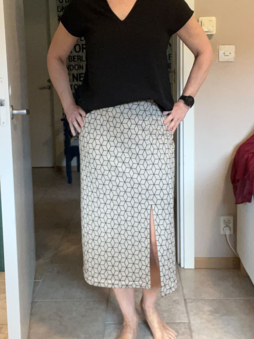 The skirt I sewed. A thicker stretch fabric. 