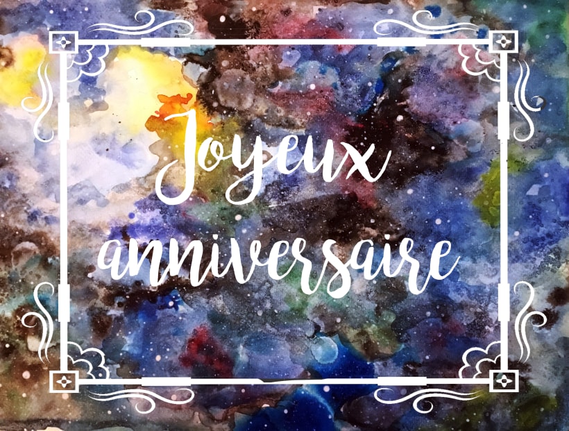 Une Carte D Anniversaire Sur Fond De Galaxie Domestika