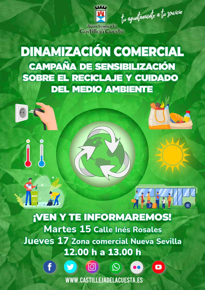 Cartel y dípticos sobre campaña de sensibilización del reciclaje