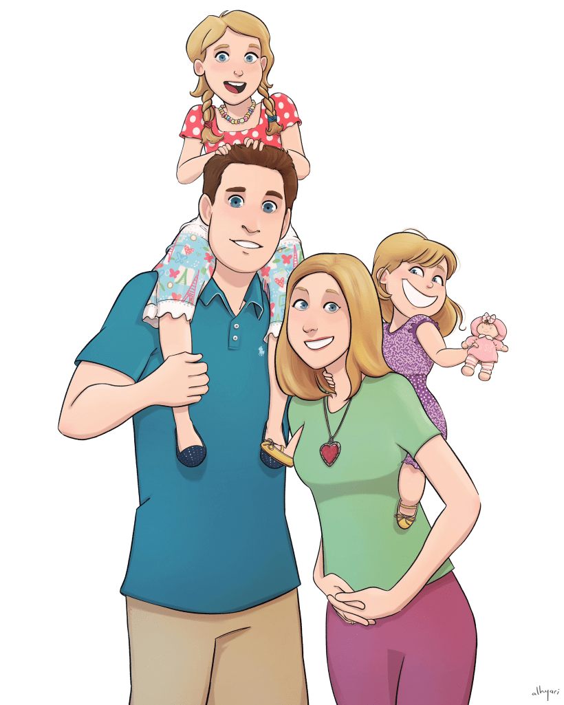 Family Cartoon Portrait | Digital Art Commission | Domestika