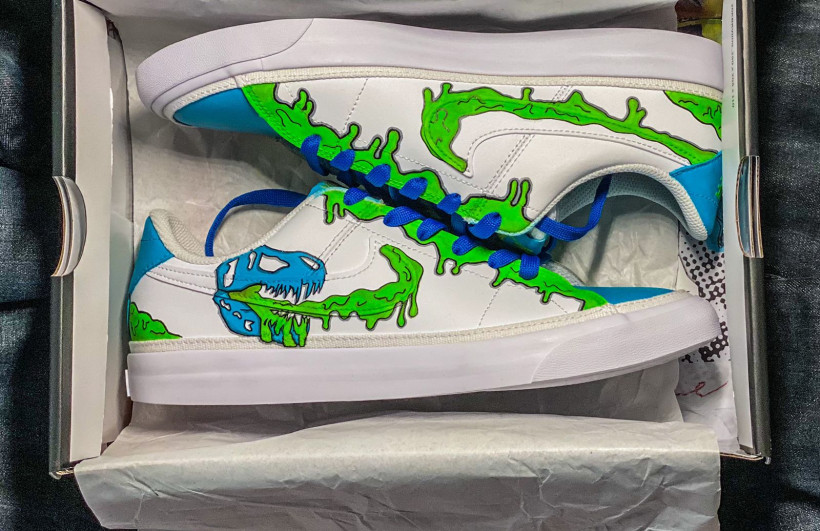 Restauración y personalización sneakers: Grime T-Rex Legacy Court |