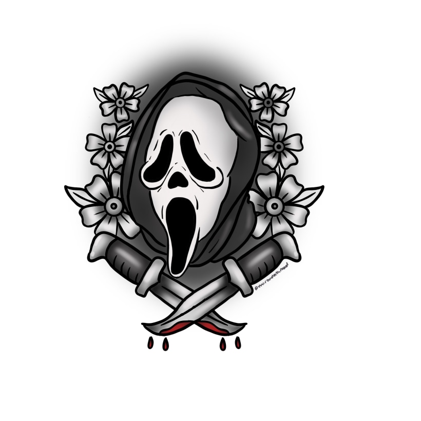 I added Ghostface from Scream  Studio 405 Tattoos  Art  Facebook