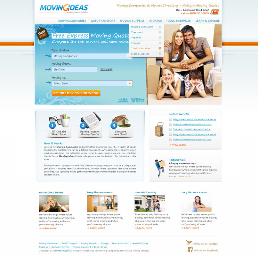 Moving Ideas homepage layout 1