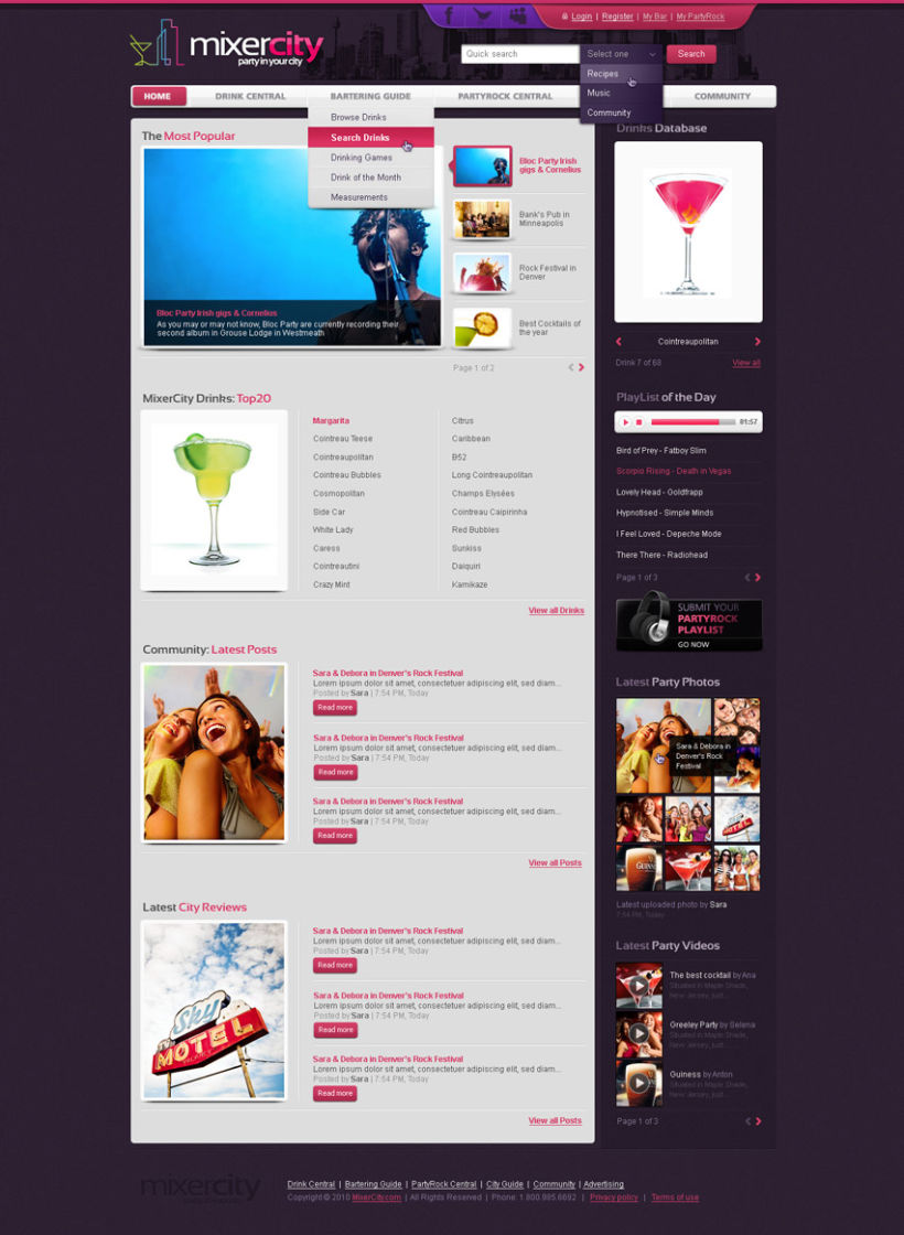 MixerCity homepage layout 1