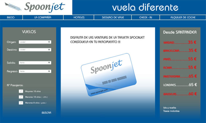 Diseño para web Línea Aérea SPOONJET 1