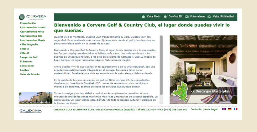Web Corporativa Corvera Golf & Country Club 2