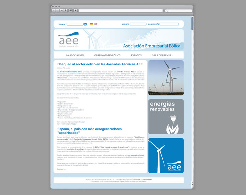 Web AEE, Asociación Empresarial Eólica 3