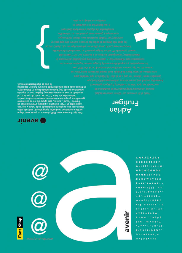 Espécimen de Avenir // tipografía de Adrian Frutiger 2