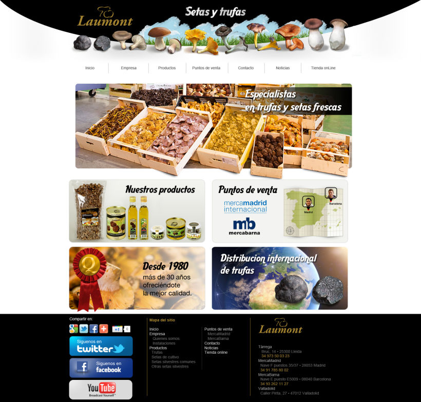 Diseño web para empresa de setas y trufas. 2