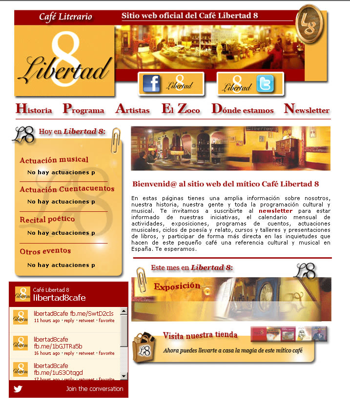 Website (Diseño gráfico) del Café Libertad 8 2