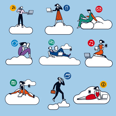 Ilustraciones vectoriales en torno al concepto de cloud computing 2