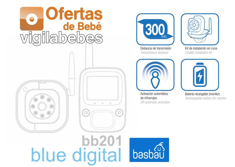 Vigilabebés Digital Basbau BB205 Azul Intercomunicador para niños y personas  mayores Usada