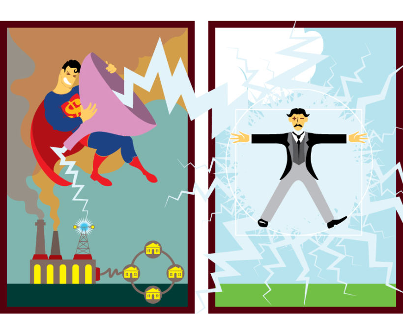 Ilustración / Dicotomía Supergods vs. Nikola Tesla 2