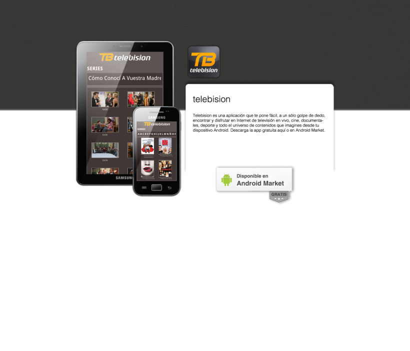 Telebision landing page Android App 1