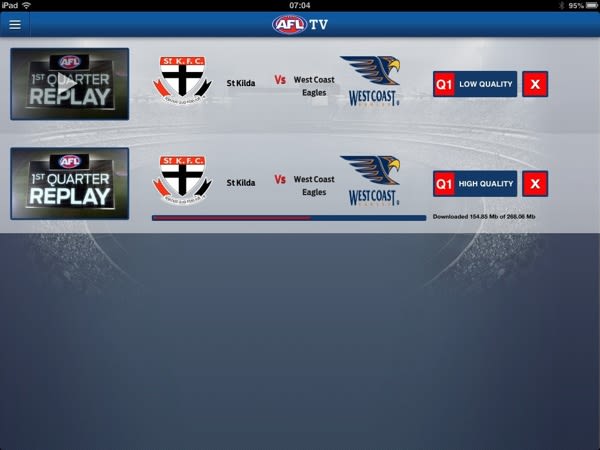 AFL iPad video client app 4