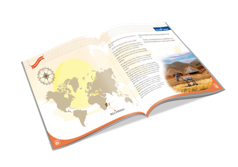 Maquetación, diseño e ilustración de Libro Infantil para Manos Unidas 0