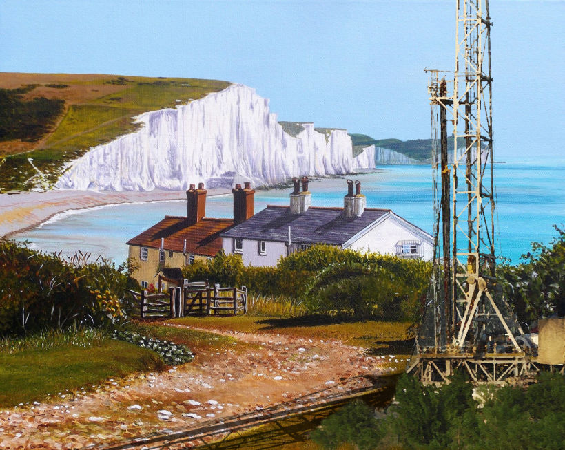 Fracking Sussex. Photoshop Oil Painting. 1
